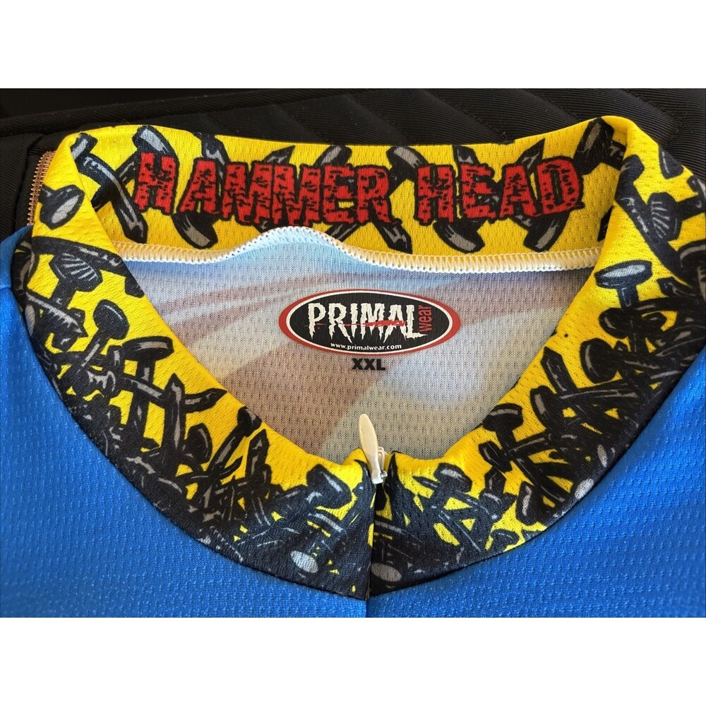 PRIMAL Wear Vintage 90's HAMMER HEAD GRAPHIC Cycling Jersey 2XL Coolmax Poly